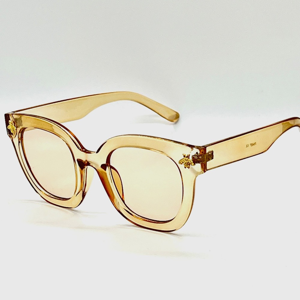 Womens Square Frame Sunglasses Fashion Trendy Beige‎ Lens Frame UV400 Protection